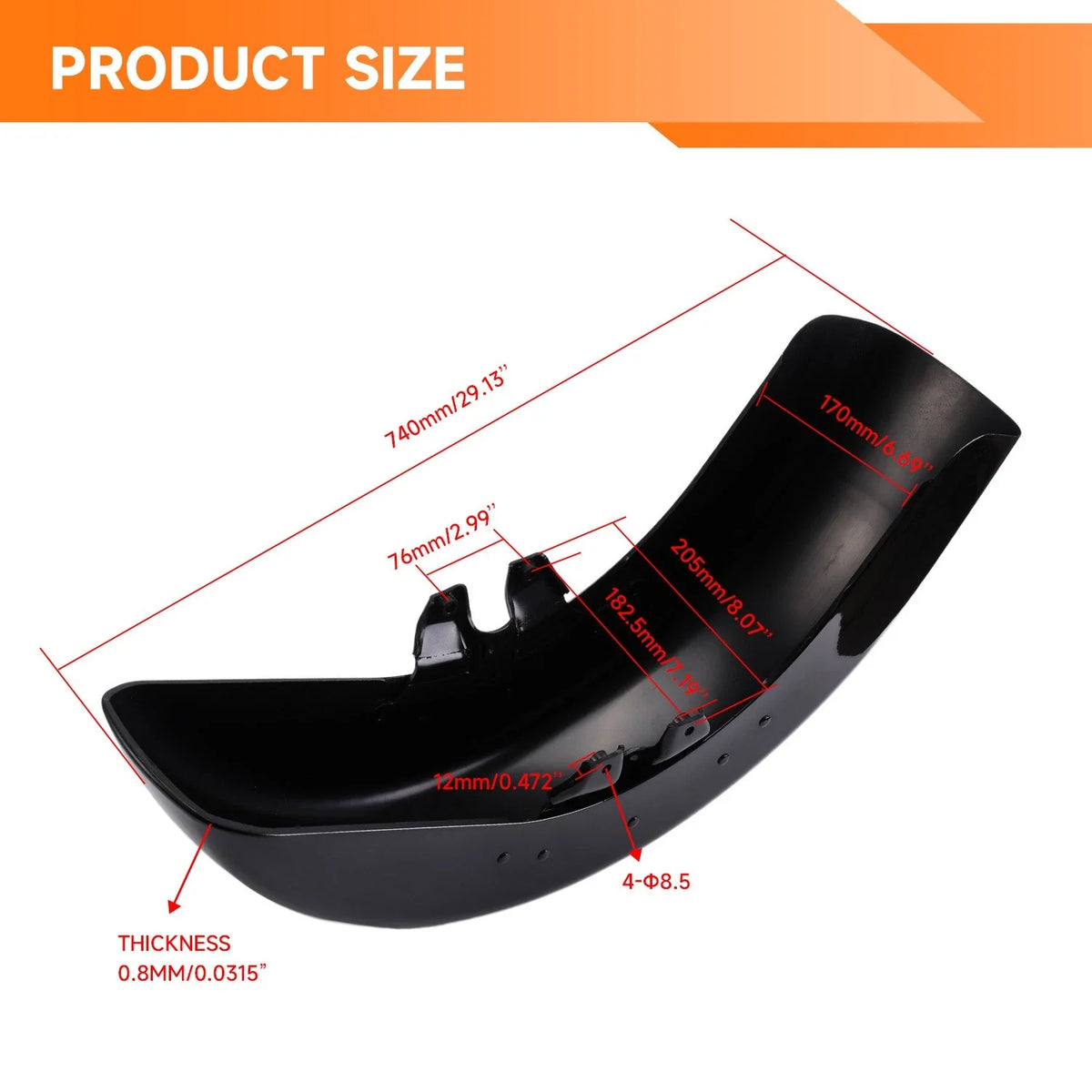 Front Fender for Harley Touring Road King Street Glide (1989–2013) Vivid Black