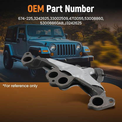 Cast Iron Exhaust Manifold for Jeep Cherokee Wrangler (1984–2000) L4 2.5L