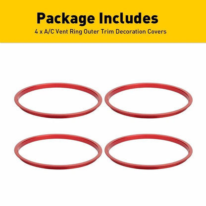 Set of 4 Red Air Vent Inner Frame Rings for Toyota Tacoma (2016–2023)