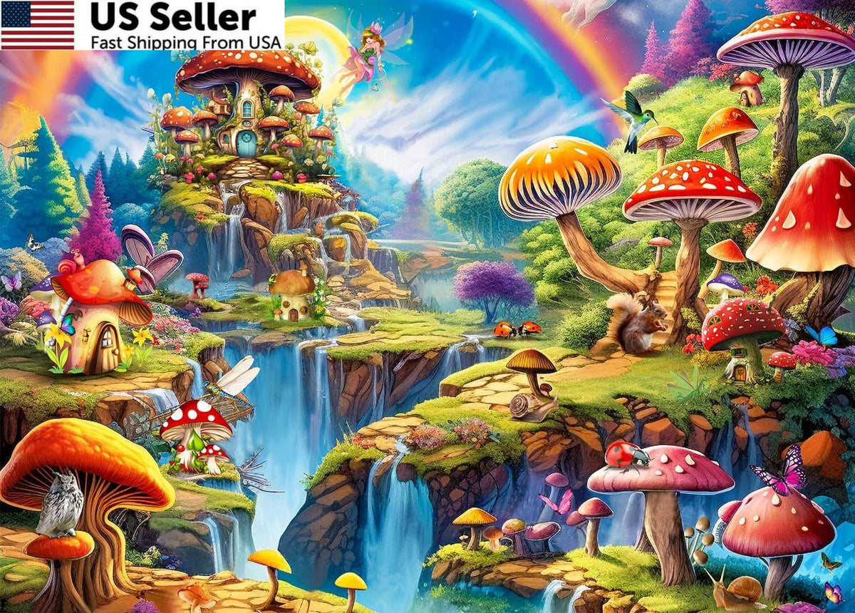 1000 Piece Colourful Mushrooms Jigsaw Puzzle for Home Decoration