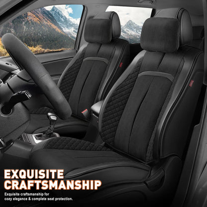 Set of 2 Universal Seat Covers for Cars (1st & 2nd Row) - Black