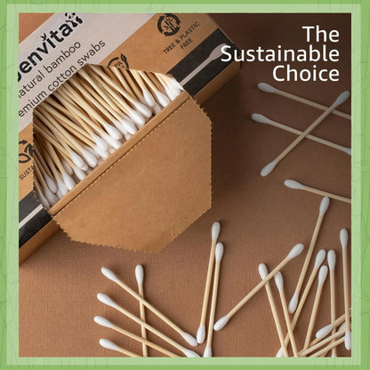 500 Pack Bamboo Cotton Swabs Double Tipped Ecofriendly for All Ages and Pets