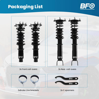 BFO Adjustable Coilovers Shocks Springs Kit for Honda Prelude (1992–2001)