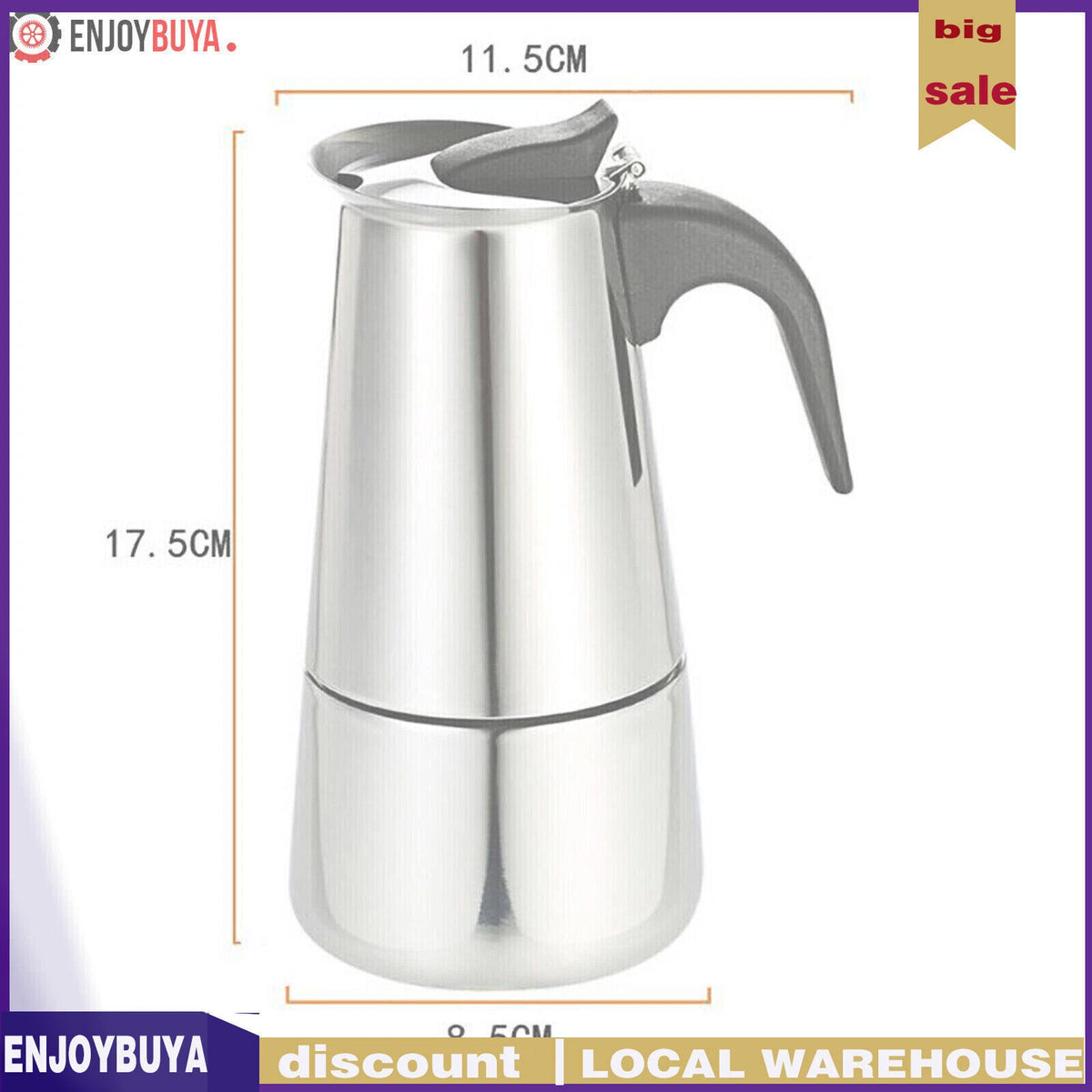 Stainless Steel Moka Pot Espresso Maker for 4 Cups (Electric)