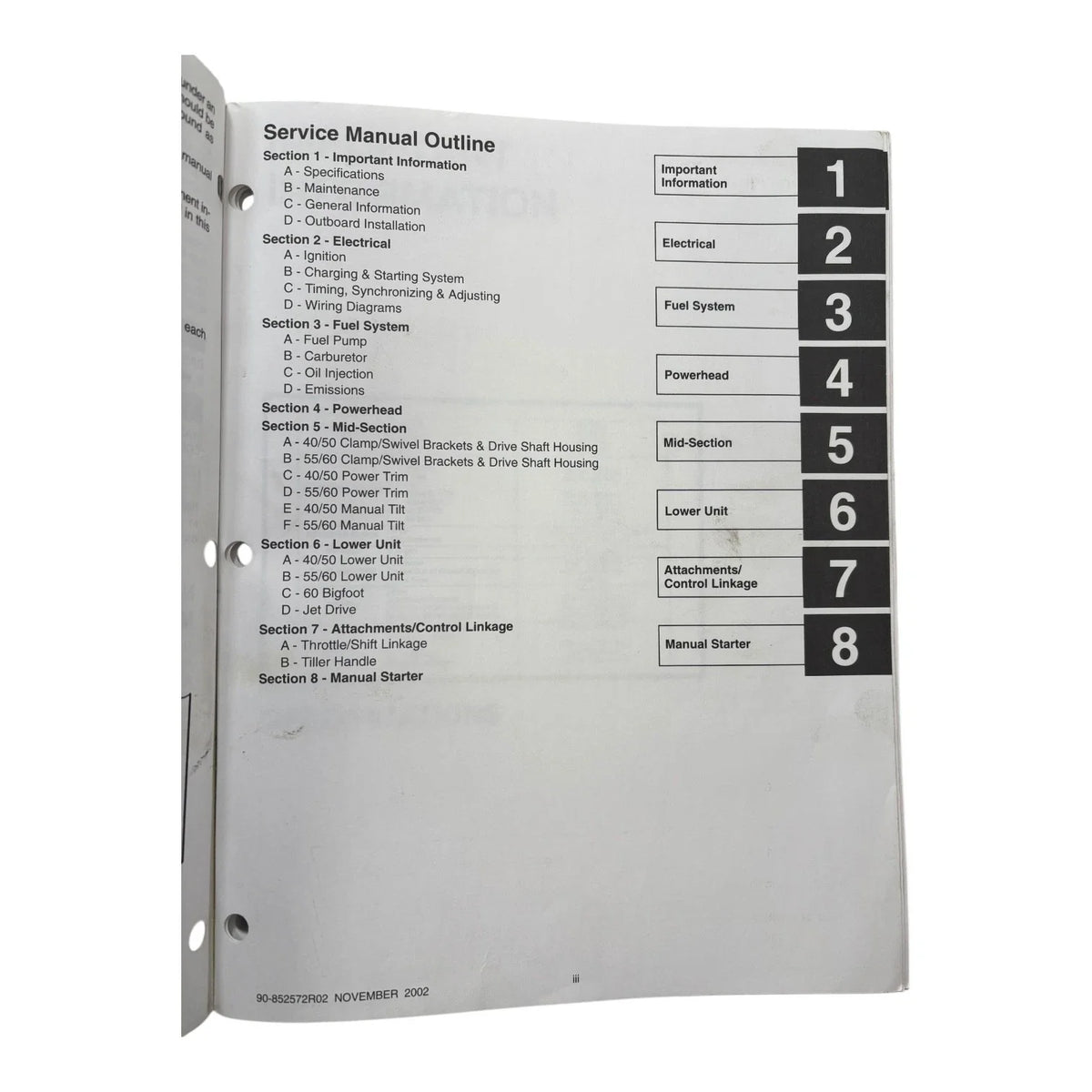 Service Manual for Mercury 30/40 Jet, 40/50/55/60 HP (2002) 90-852572R02