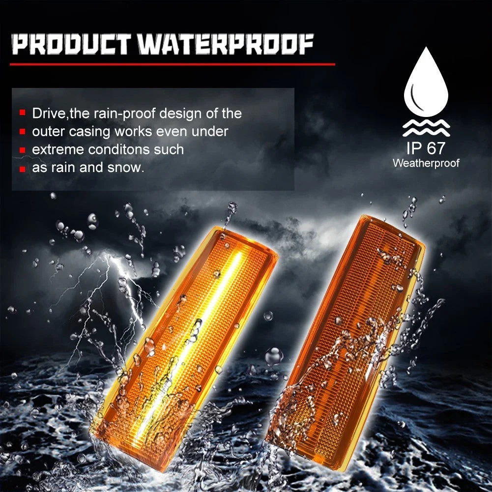 2X Amber Lens Full LED Side Marker Lights for Chevy S10 GMC Jimmy (1982–2004)