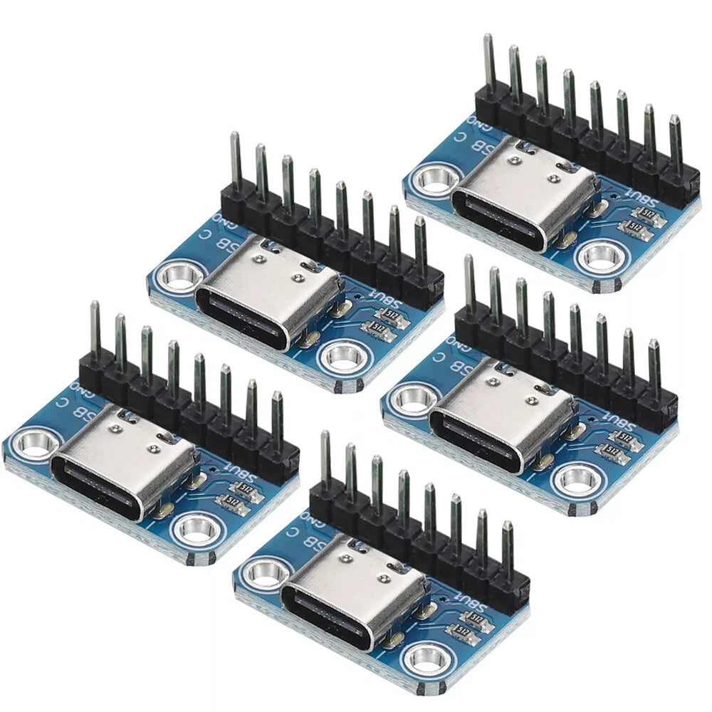 5X USB Type C Breakout Board Female 2.54MM with Pin Header Connector