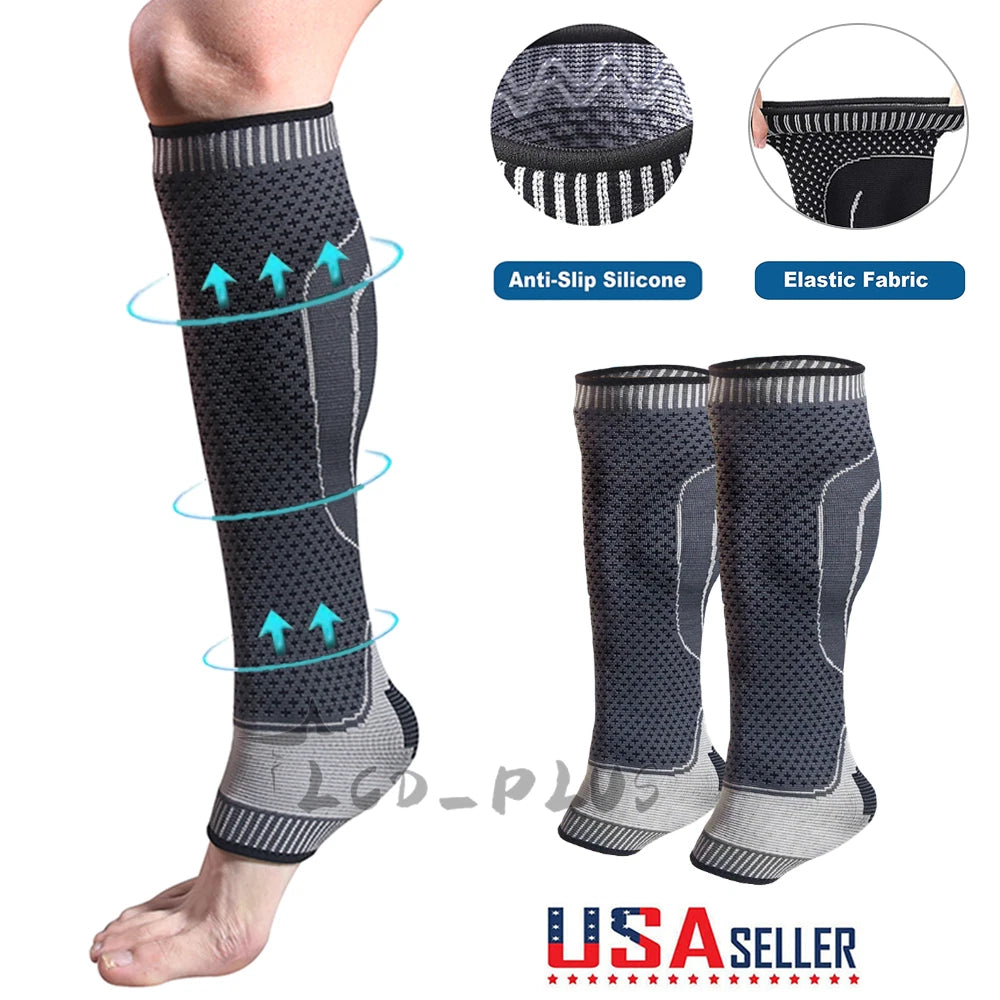 Calf Compression Sleeve for Ankle Brace Leg Support Socks (Foot Pain Relief)