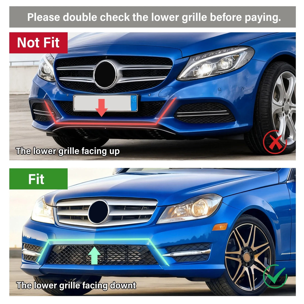Front Air Vent Cover Trim for Mercedes-Benz C Class (2014–2021)
