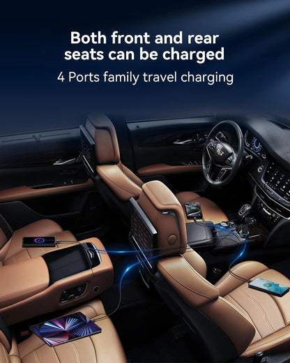 4-Port USB C Car Charger for Universal Use (70W Fast Charging)
