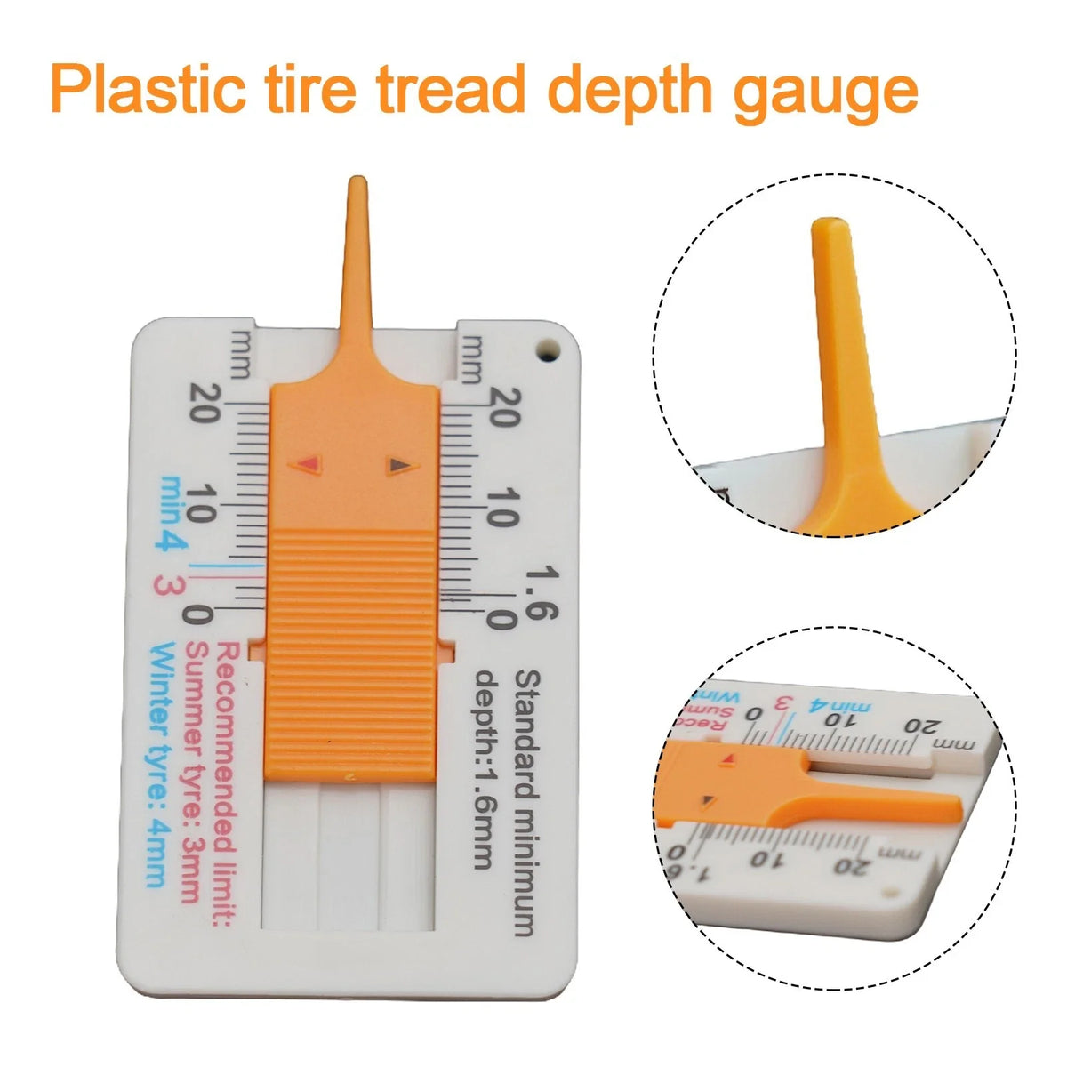 Tire Tread Depth Measuring Tool Vernier Caliper 0-20MM for Cars