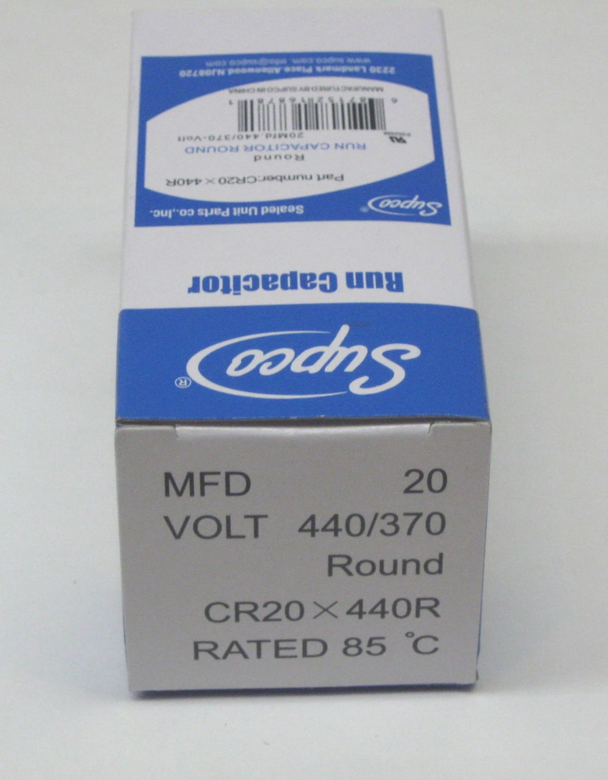 20 MFD 440V Capacitor for Air Conditioning HVAC Round Fan Motor