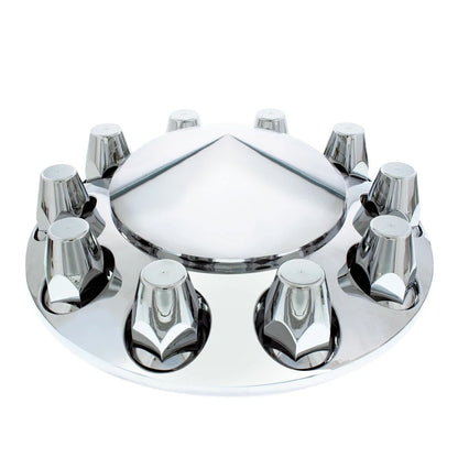 Chrome Semi Truck Front Rear Axle Covers with Hubcaps and Lug Nuts for 33mm