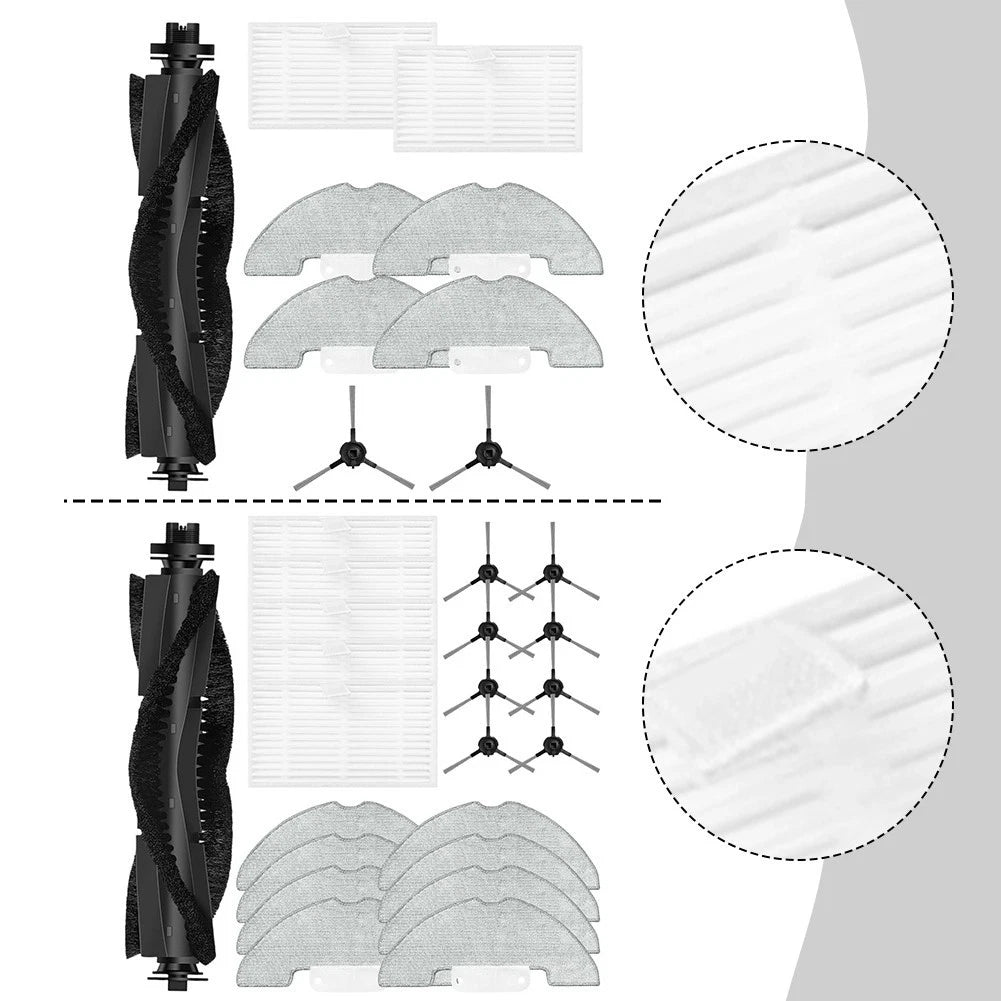 Main Brush Side Brush Filter Mop Cloth Kit for Vexilar W7 W9 W11 W15