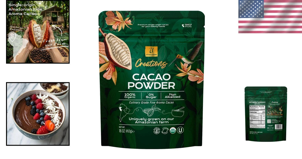 Organic Raw Cacao Powder 1 LB (16 OZ) 100% Pure