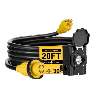 RV Generator Cord for L14-30P to L14-30R (30 Amp, 20 ft) (2015–2025)