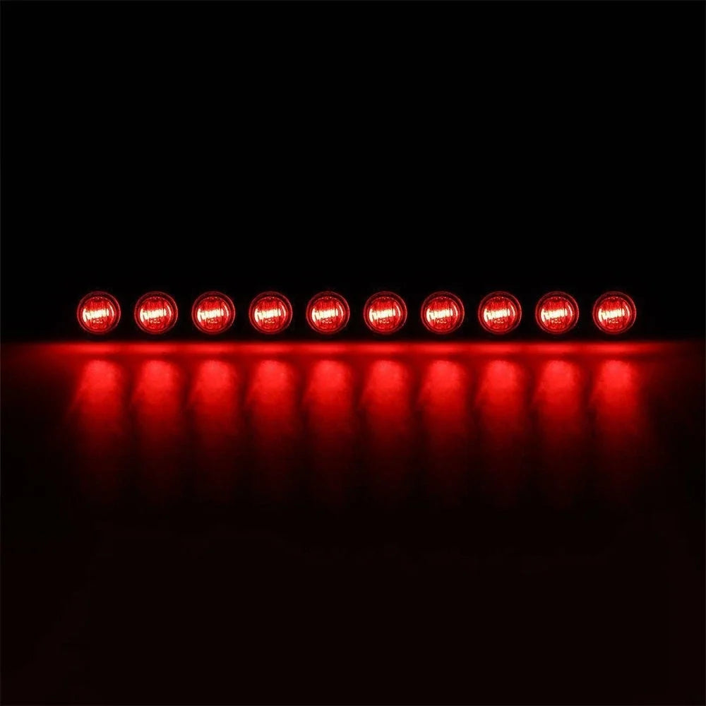 10pcs 3/4" Mini Red 3LED Side Marker Lights for Lorry (12V)
