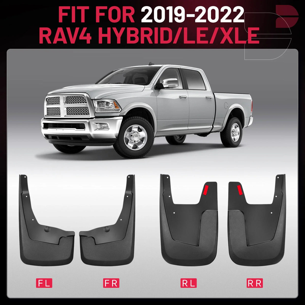 Mud Guards Splash Mud Flaps for RAM 1500 2500 (2019–2024) Black 4-Door