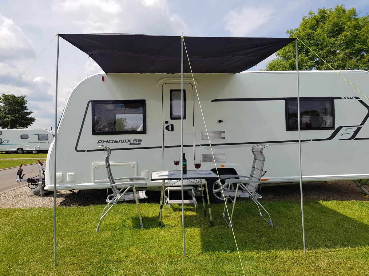 2X Awning Canopy for Caravan Campervan (Square 2.4m x 2.4m) BLACK