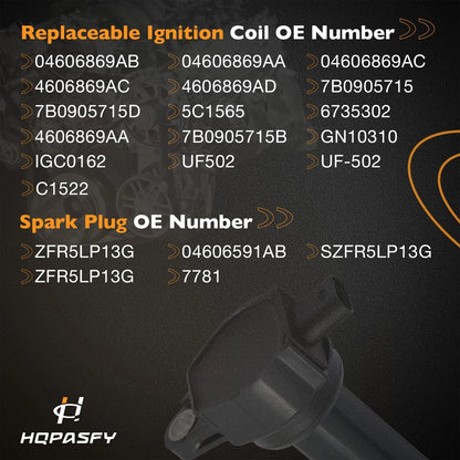 Set of 4 Ignition Coil Packs & Iridium Spark Plugs for Dodge