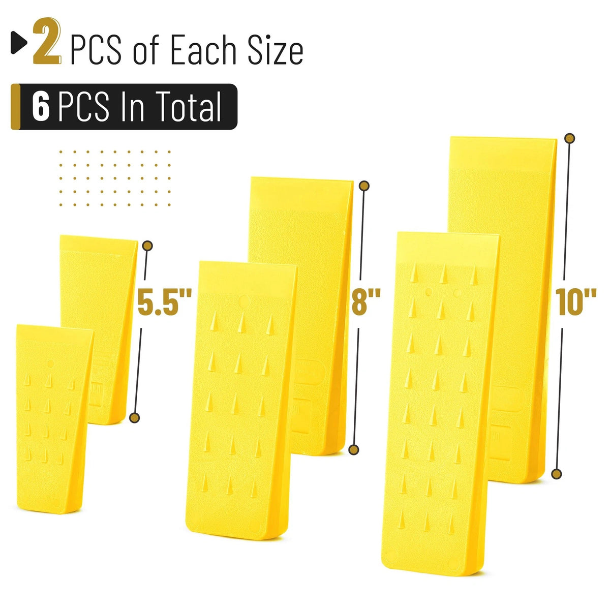Set of 6 Tree Felling Wedges with Spikes (5.5", 8", 10")