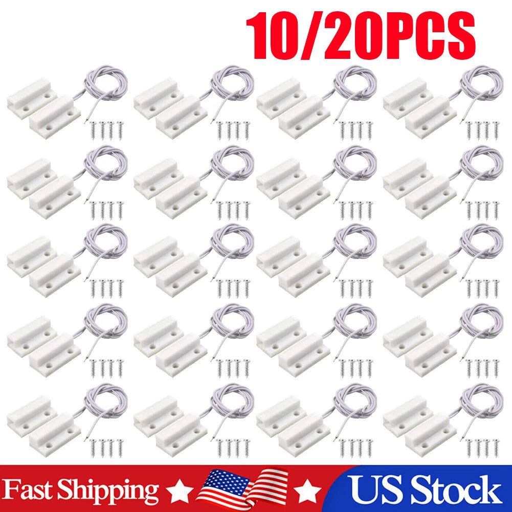 10/20 Pair MC-38 Surface Mount Wired NC Door Sensor Alarm Magnetic Reed Switch