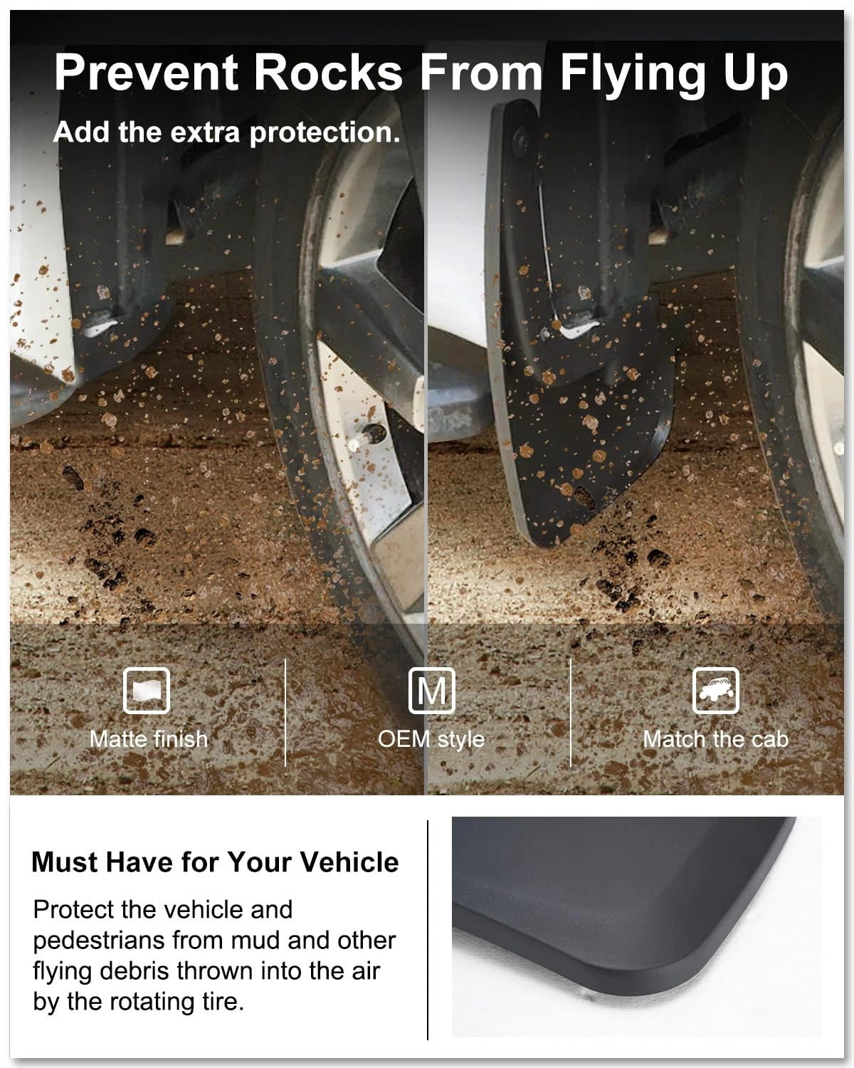 Set of 4 Heavy Duty Mud Flaps for Ford F150 (2015–2020) No Drill