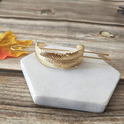 Creative Alloy Leaf Hair Cuff Stick Hairpin Accessories Gold