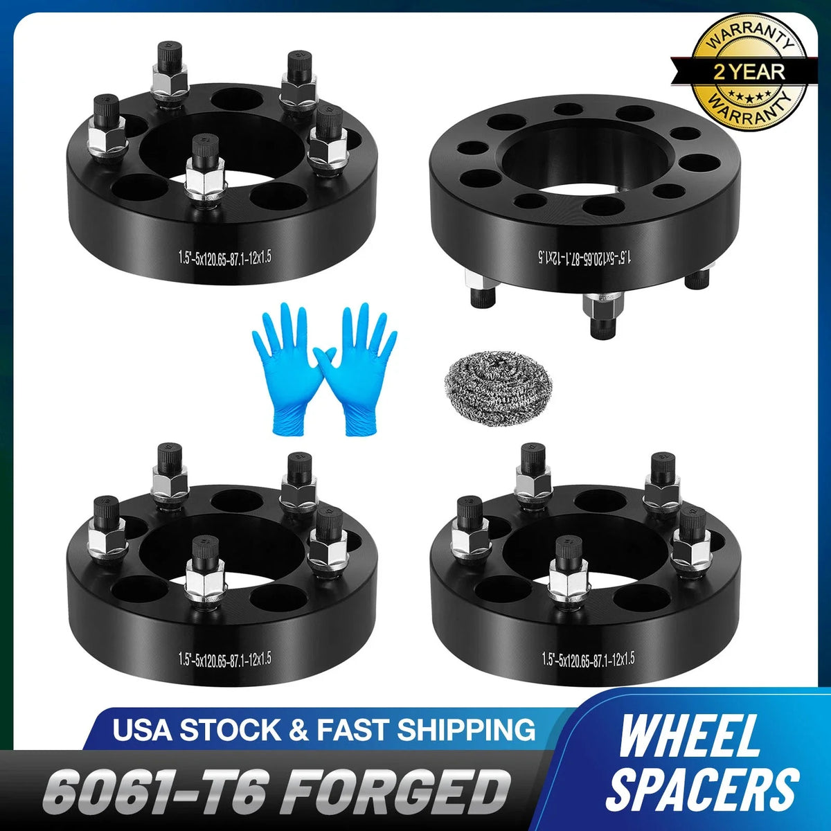 Set of 2 Black 1.5" Wheel Spacers M12x1.5 for Chevrolet Camaro Corvette S10 (2000–2023)