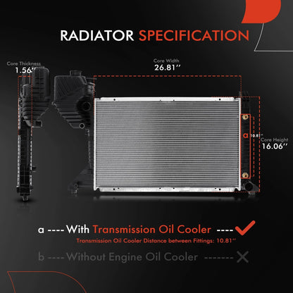 Radiator for Dodge Sprinter 2500, Freightliner Sprinter 2500 (2003–2006) 5104117AA, 2796