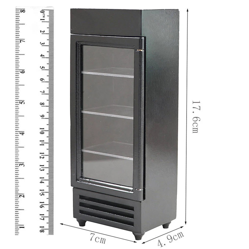 Miniature Refrigerator for Dollhouse (1:12 Scale) - Black