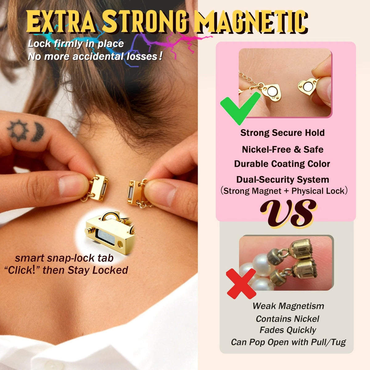 8Pcs Extra Strong Magnetic Necklace Clasps - 16K Gold Plated
