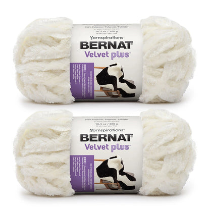 2X Bernat Velvet Plus Cream Yarn 300g/10.5oz Pack