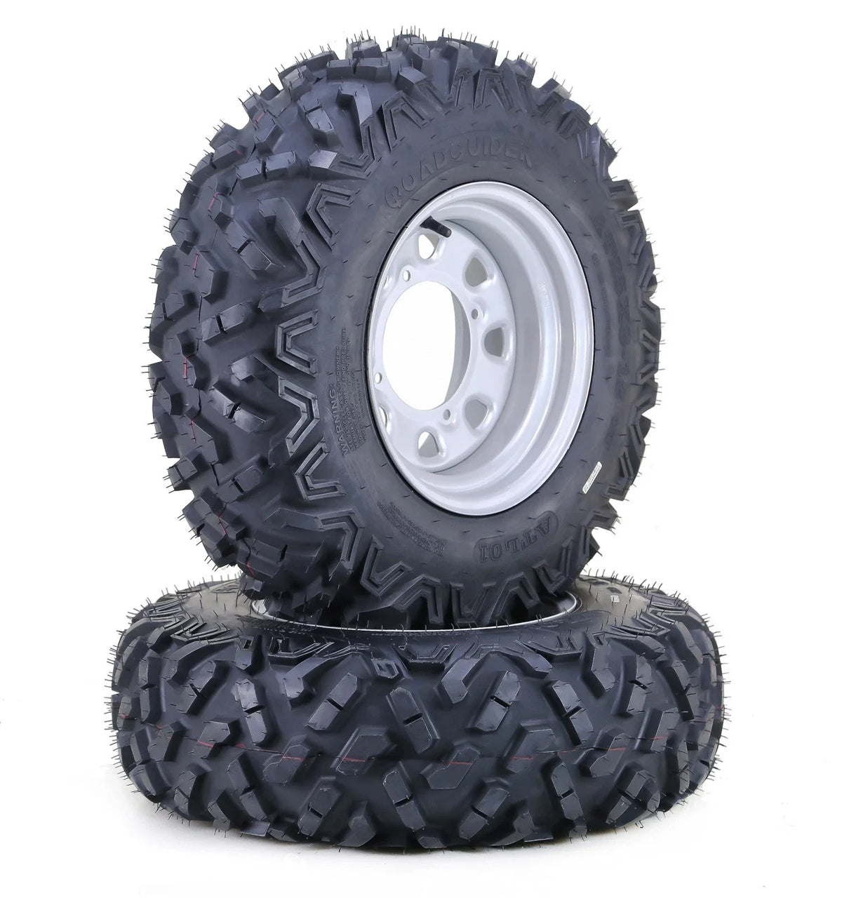 Set of 2 ATV Tire Wheel Assembly 25x8-12 6PR 4-156 PCD 4+3 OS Silver