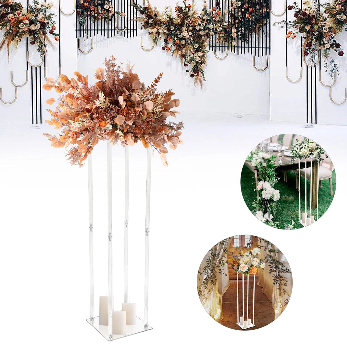 Clear Acrylic Flower Stand Column Vase Centerpieces for Weddings