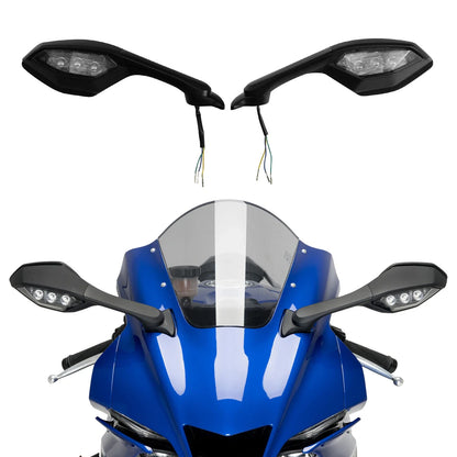 LED Turn Signal Rear View Mirrors for Yamaha YZF-R1 (2015–2024), YZF-R6 (2017–2022)
