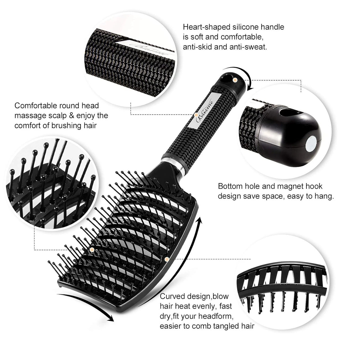 Professional Curved Vented Hair Brush for Faster Blow Drying