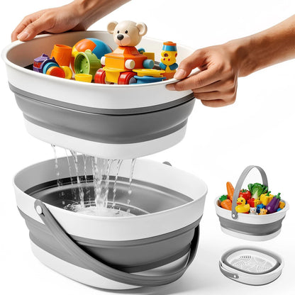 2X Large Bath Toy Storage Basket, 2-in-1 Foldable, Quick Dry