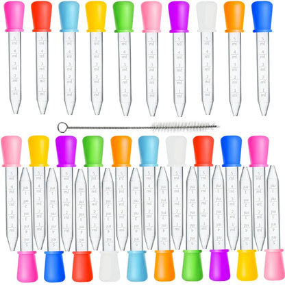 30 Pack Liquid Droppers with Silicone Pipettes 5ml Multi-Color