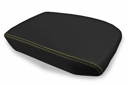 Leather Console Lid Armrest Cover for Volkswagen Atlas (2018–2021) Yellow Stitch