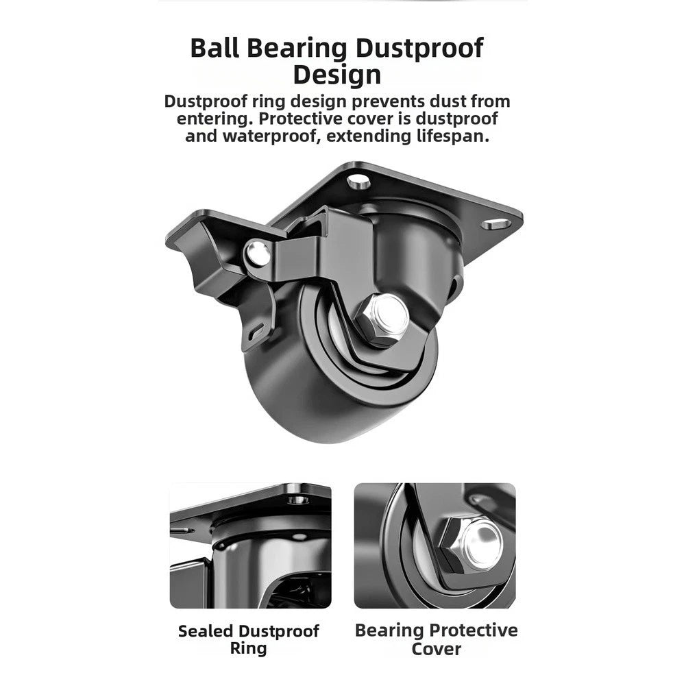 Set of 4 Low Gravity Casters Industrial Swivel Wheels for Heavy Loads