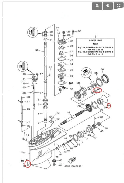 Propeller Shaft Seal Kit for Yamaha 40-100HP (93101-25M03, 90430-08003)