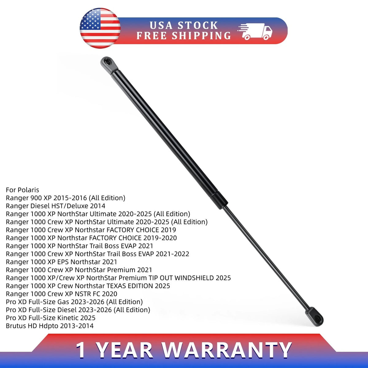 Front Windshield Shock Strut for Polaris Ranger Crew XP 1000 (2019–2025) 7043889