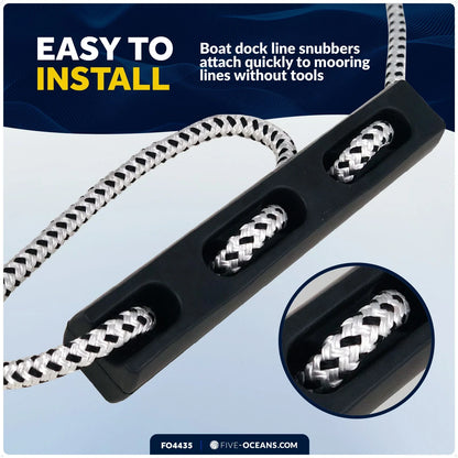 Marine Rubber Dock Line Snubbers for Boats (13/16" to 7/8" Rope)
