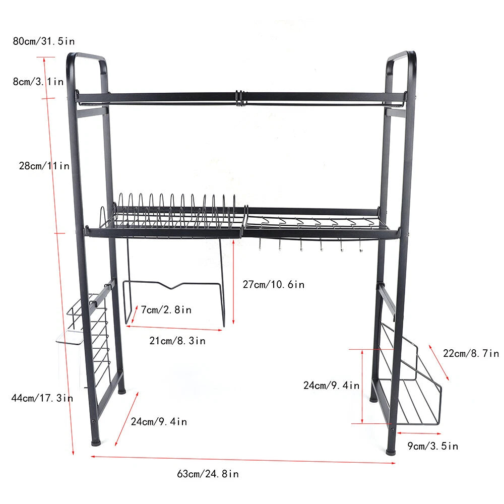 2-Tier Stainless Steel Over The Sink Dish Drying Rack