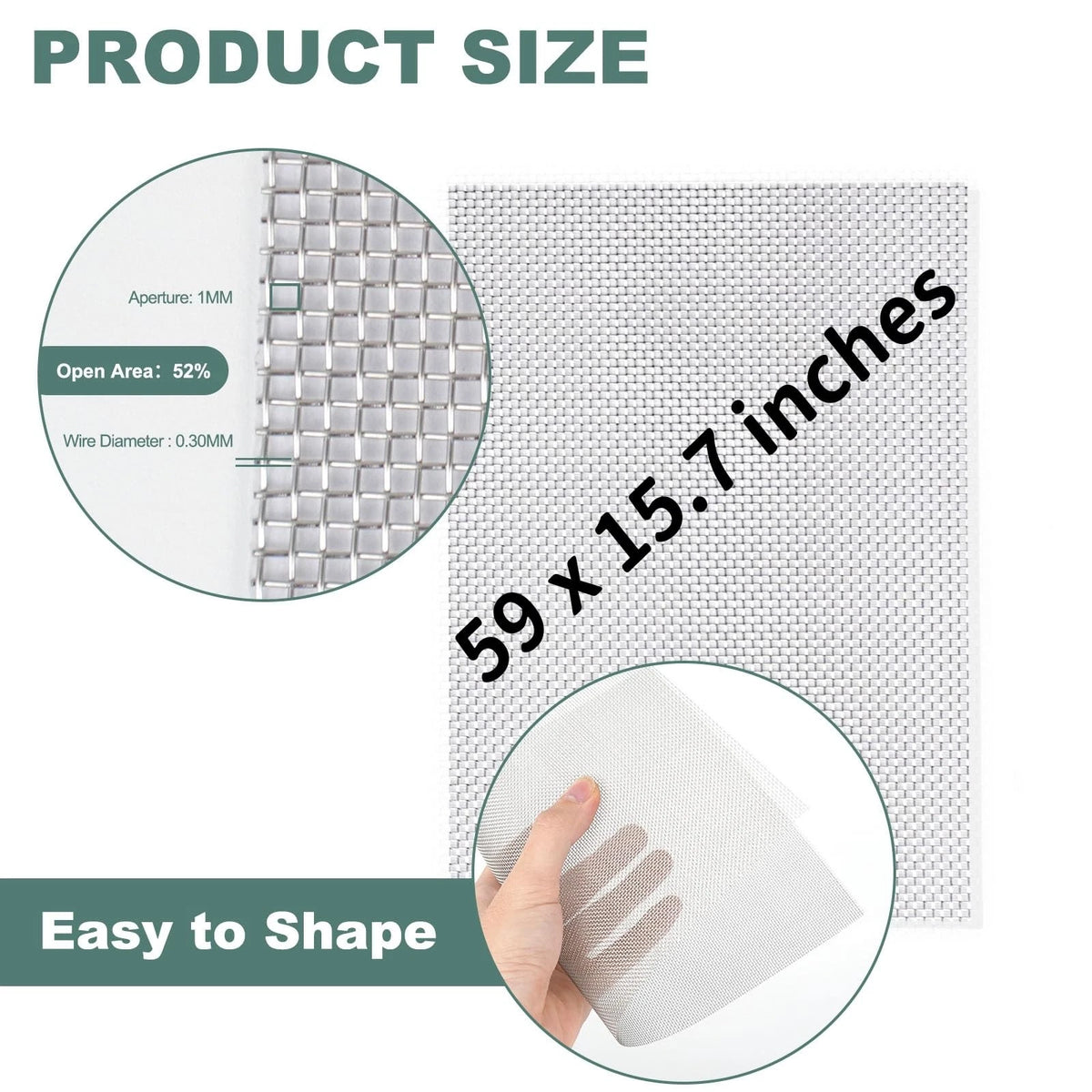 304 Stainless Steel Wire Mesh Screen for Various Applications (15.7" x 59")