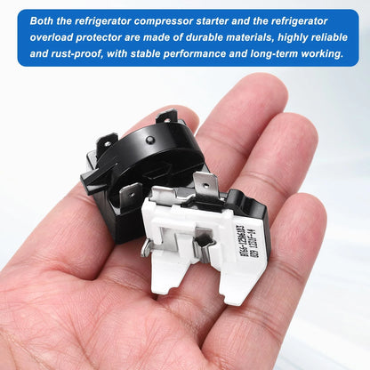 Set of 2 PTC Refrigerator Starter Relay 15 Ohm 4 Pin 1/6HP for Automotive