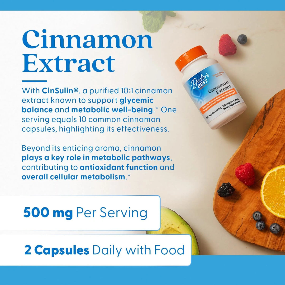 Cinnamon Bark Extract Capsules for Doctor's Best (120 Count)