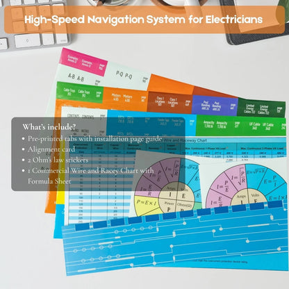 Index Tabs for NEC 2026 Electric Code Book, Laminated, Color-Coded