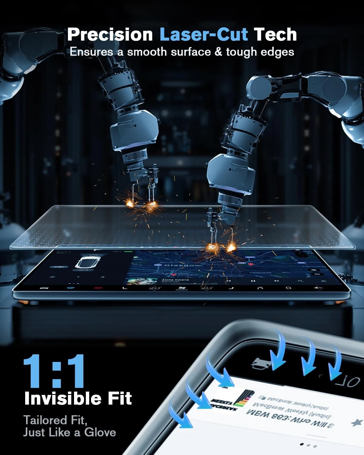 Matte Anti Glare Tempered Glass for 7 Inch Display (2023–2024)